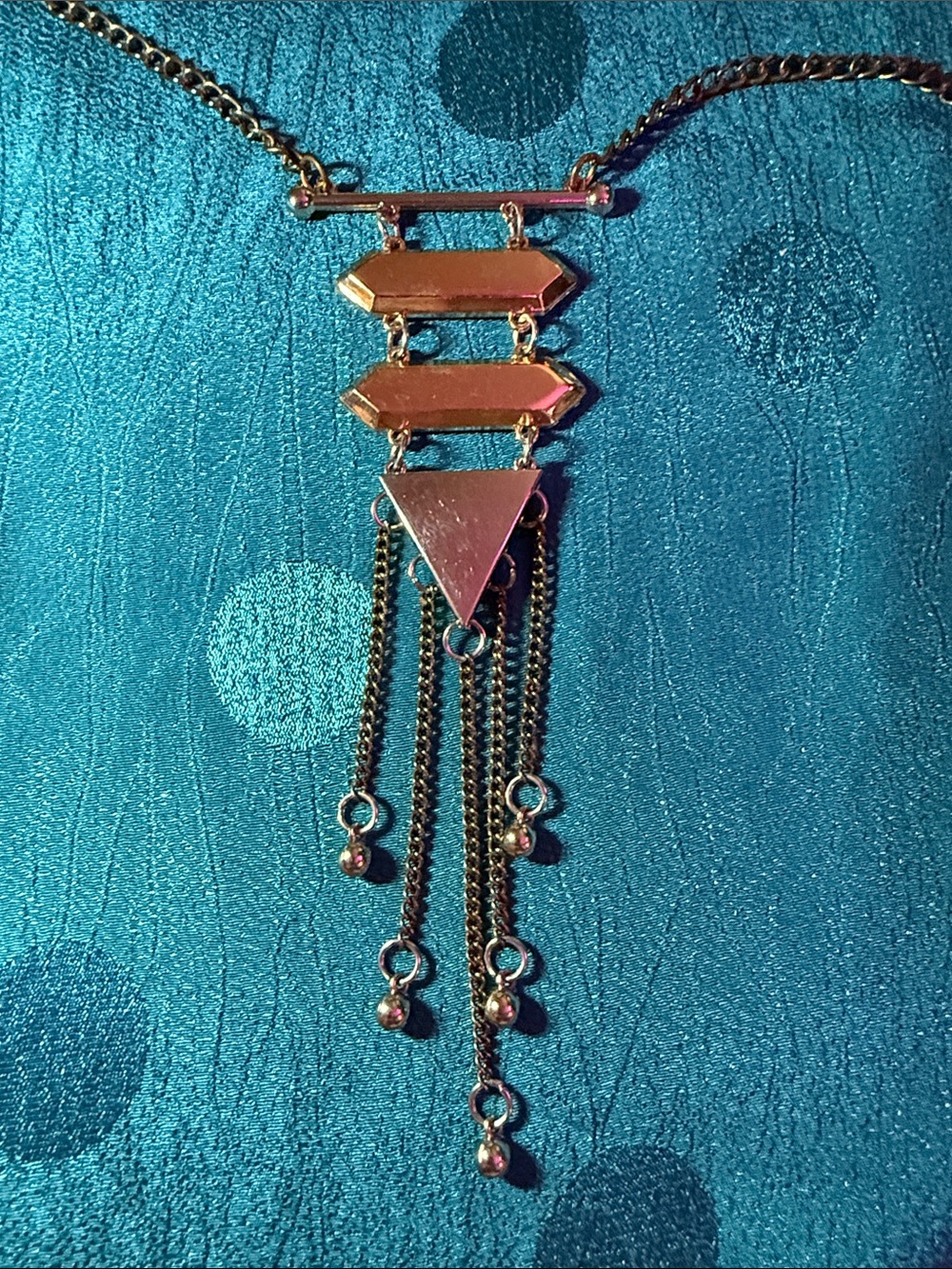 Gold-Tone Geometric Tassel Pendant Necklace - Women Jewelry